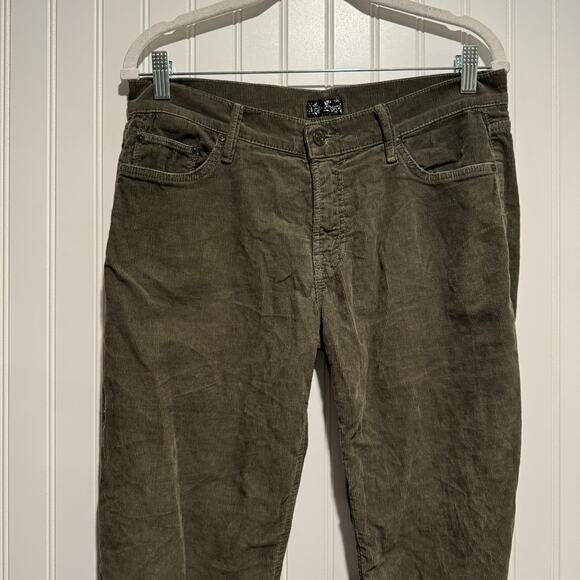 Mother The Dropout Jeans Cropped Hopscotch Olive Green Corduroy Size 27 - Picture 3 of 8